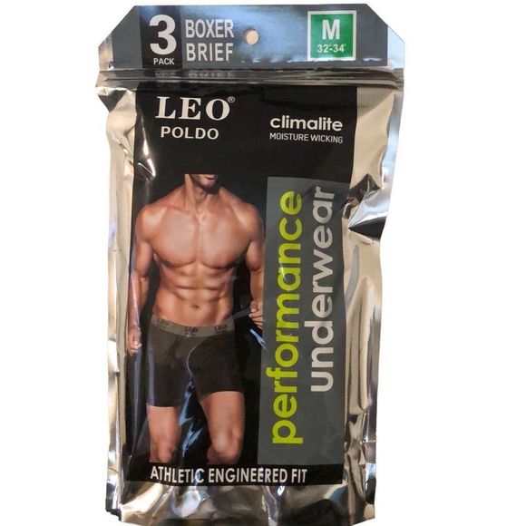 3 Pack Leo Poldo Men's Boxer Briefs Performance  Underwear - Picture 1 of 2